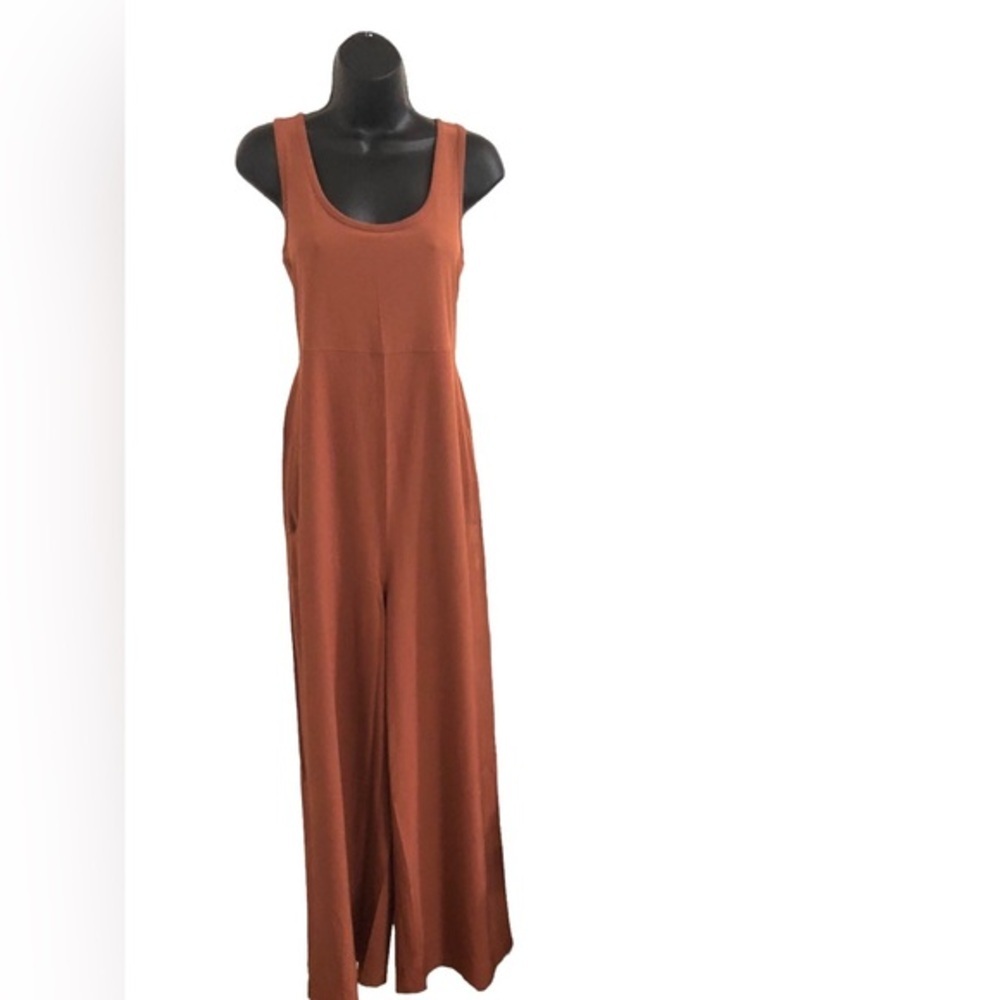 Athleta brown brick terracotta Passenger sleeveless knit upper Jumpsuit size XS
